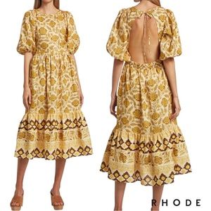 RHODE Maryam open-back linen midi dress in ‘Garden of Dreams’ floral